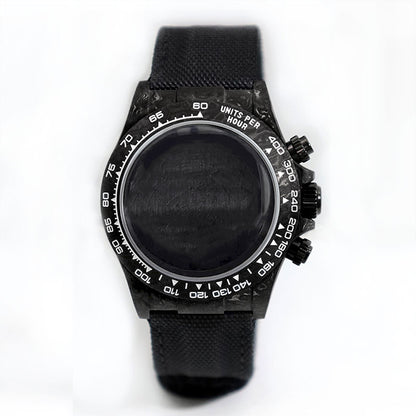 38mm black carbon fiber case bracelet Canvas watch strap case 3atm fit VK63/4130 movement