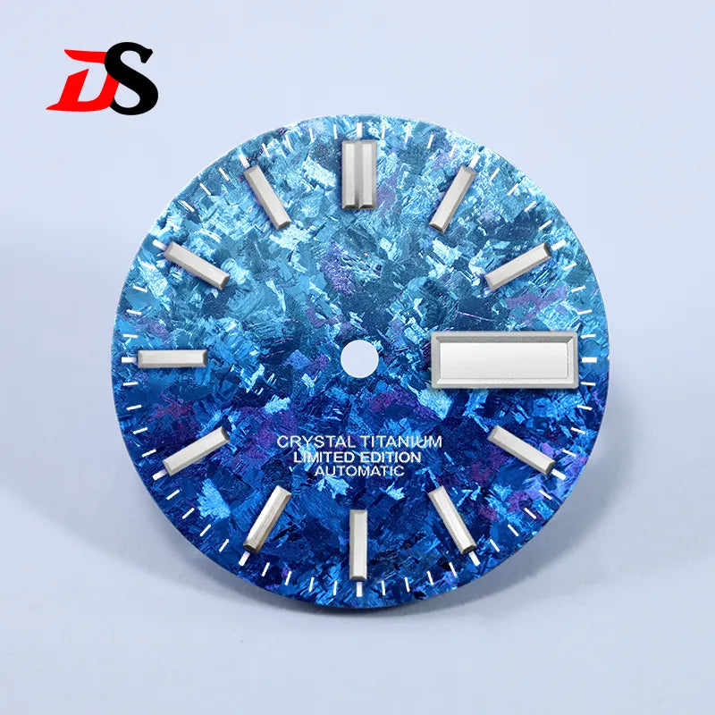 28.5mm Ice Crystal Titanium Dial No Lume for NH35 NH36 Movement Day Date