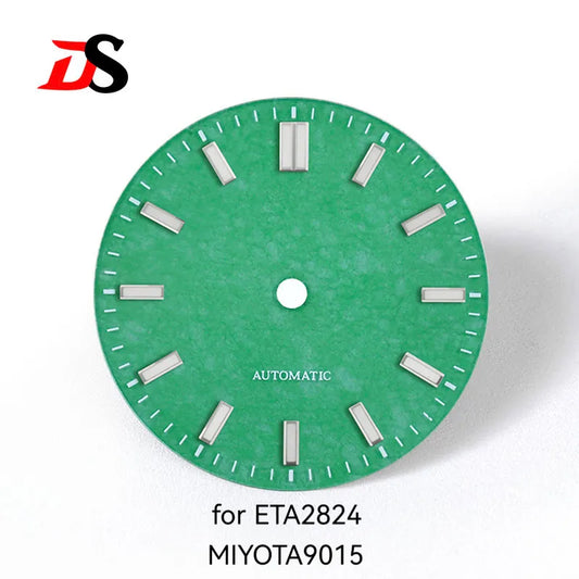 28.5mm Malay Jade Stone Dial No Lume No Date NH35/NH38 ETA2824 SW200 MIYOTA9015 9039 Movement Natural Blue Lume