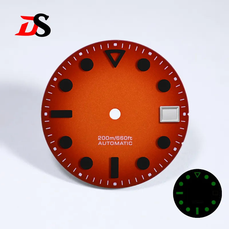 Hollow Index 28.5mm Matte Dial Dark Green Lume for NH35 Movement 3 O'clock Date/no Date