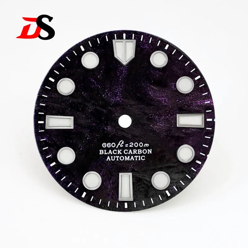 Carbon Fiber Dial Rich Color Lava BWG9 C3 Lume for NH35 Movement 3o'clock Date/No Date 28.5mm