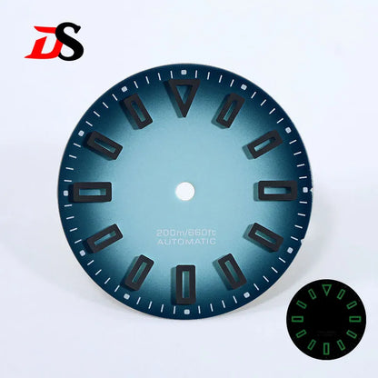 28.5mm Matte Dial Hollow Index Dark Green Lume SKX007 for NH36 Movement 3 O'clock date/No Date Window
