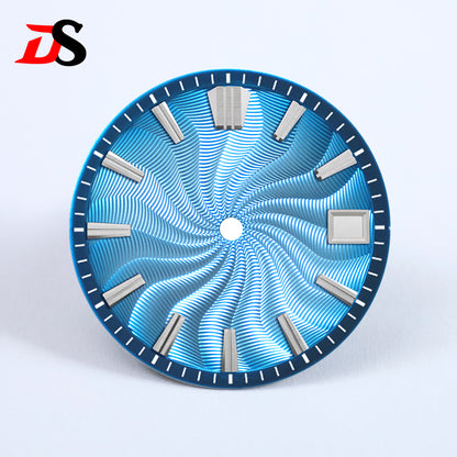 Guilloche 28.5mm  Dial GS MOD Silver Index No Lume Sterile NH35NH34NH38 Movement 3 O'clock /6O'clock /no Date