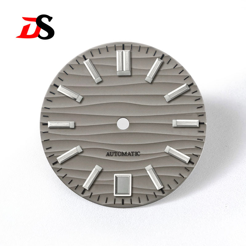 28.5mm Dial Wave Texture No Lume 6 O'clock Date Blue Lume NH35NH36