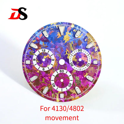 29.5mm Ice Crystal Titanium Dial for 4130 Movement Blue Lume Watch Accessories