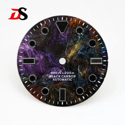 28.5MM Dial Rich Color Lava Carbon Fiber Dial Black Lume High Quality for NH35 Movement No date/3o'clock date