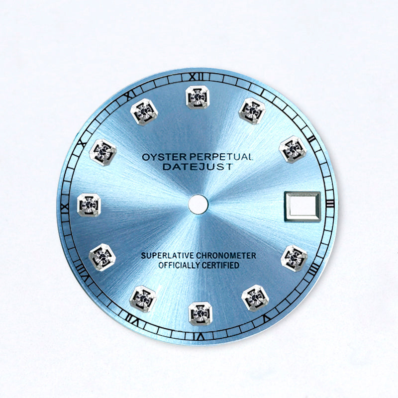 Diamond Index Dial Sunburst Ice Blue NH35 No Lume Roman numeral