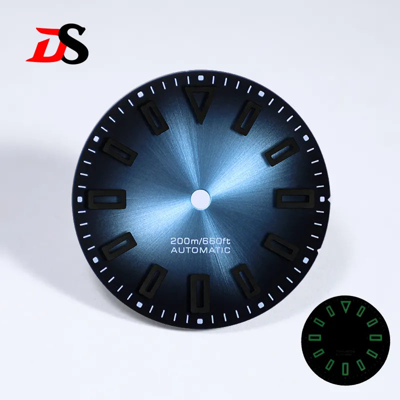 28.5mm Matte Dial Hollow Index Dark Green Lume SKX007 for NH36 Movement 3 O'clock date