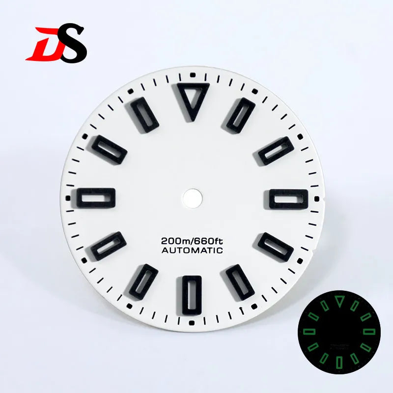 28.5mm Matte Dial Hollow Index Dark Green Lume SKX007 for NH36 Movement 3 O'clock date/No Date Window