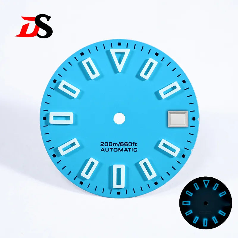 28.5mm Matte Dial Hollow Index Green Lume SKX007 for NH35 Movement