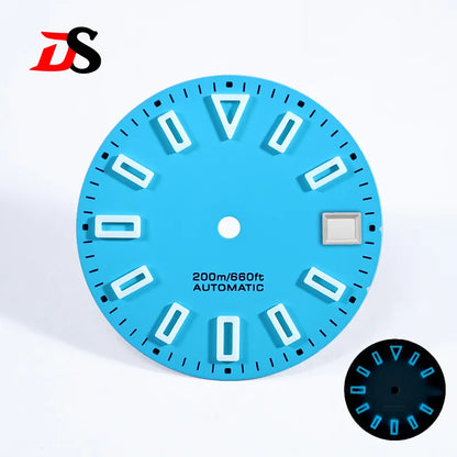 28.5mm Matte Dial Hollow Index Green Lume SKX007 for NH35 Movement