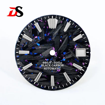 Broken Blue Purple Carbon Fiber Dial GS MOD No Lume Fit NH35 NH36 Movement  28.5mm