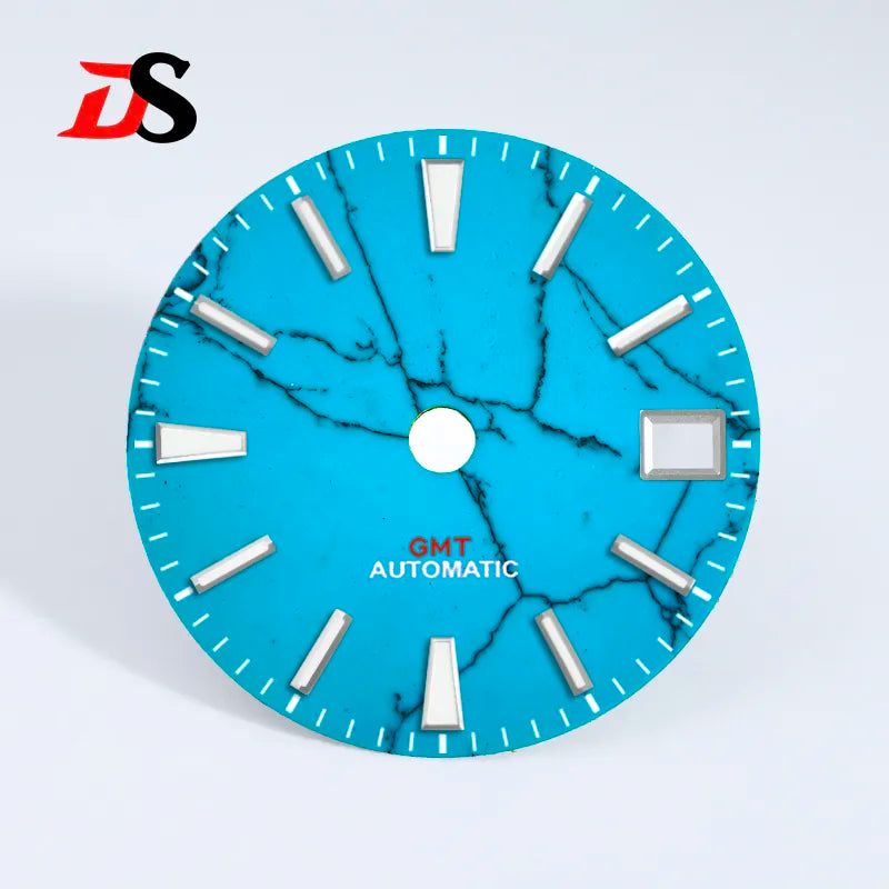 28.5mm Dial Natural Turquoise Dial Blue Lume NH34GMT Movement
