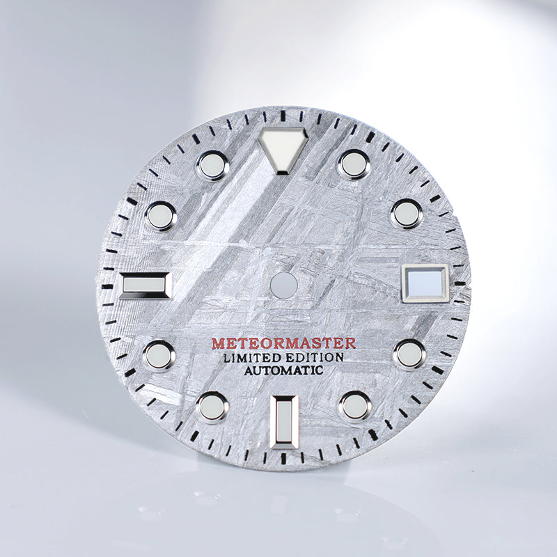 Natural Grey Meteorite Dial Blue Green Lume NH35NH36 28.5mm