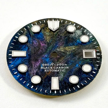 Rich Color Lava Texture Carbon Fiber Dial BGW9 C3 Lume for NH35 Movement 28.5mm Dial 3o'clock date