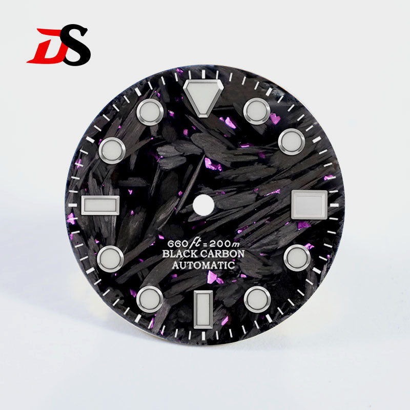 28.5mm New Carbon Fiber Dial Hypotenuse Index BGW9 C3 Lume Fit NH35 Movement