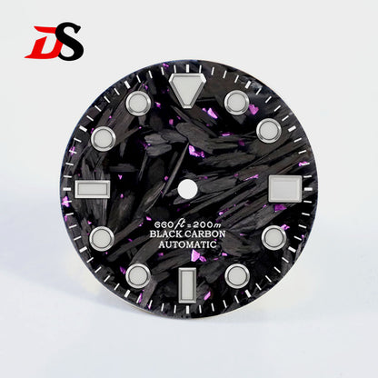 28.5mm New Carbon Fiber Dial Hypotenuse Index BGW9 C3 Lume Fit NH35 Movement