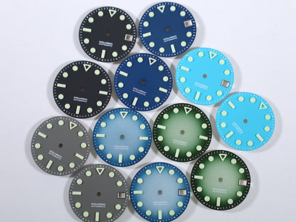 Matte Dial Hollow Index NH35 Dial 28.5mm Blue Lume for NH35 Movement 3 O'clock Date/no Date