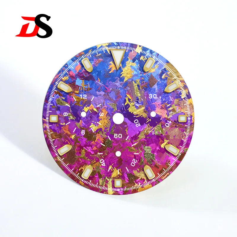 29.5mm Ice Crystal Titanium Dial for 4130 Movement Blue Lume Watch Accessories