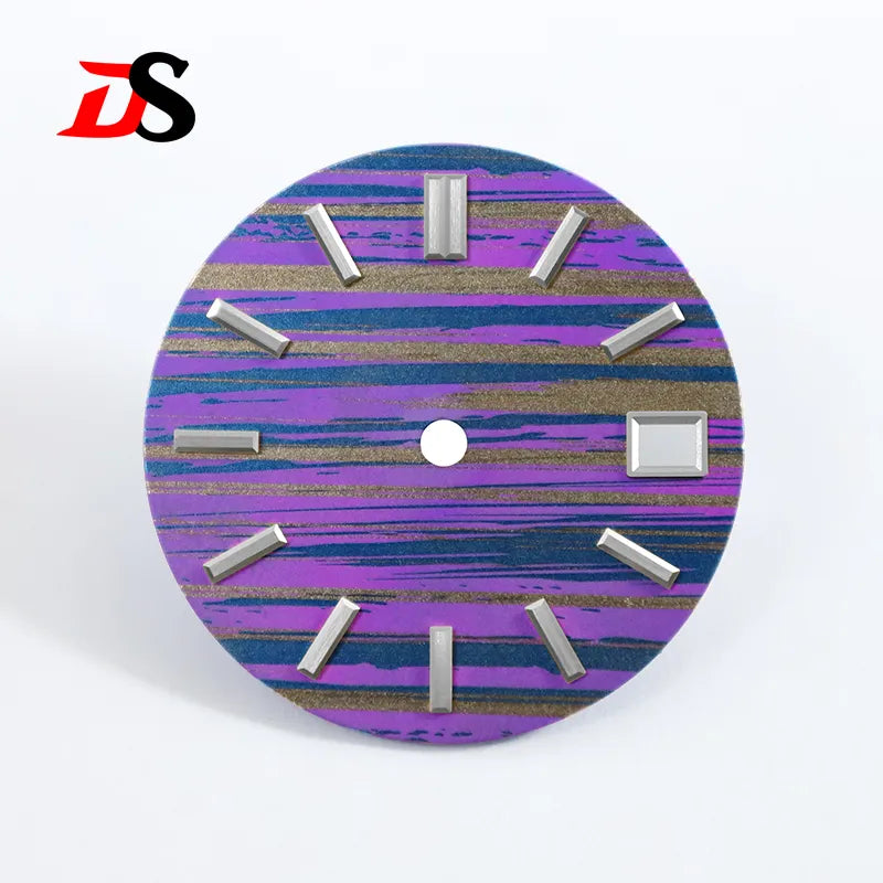 Blue Color Craft Texture Dial 28.5mm Ice Crystal Titanium No Lume for NH36 NH35 Movement