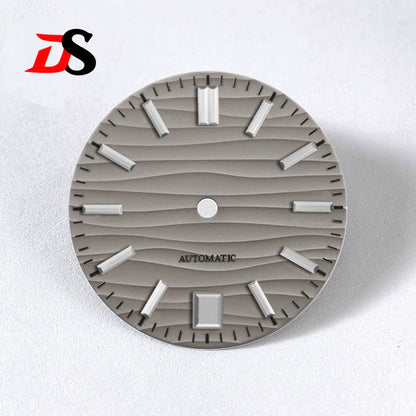 28.5mm Dial Wave Texture No Lume 6 O'clock Date Blue Lume NH35NH36