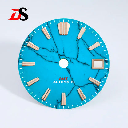 28.5mm Dial Natural Turquoise Dial NH34GMT Movement No Lume