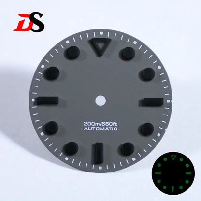 Hollow Index 28.5mm Matte Dial Dark Green Lume for NH35 Movement 3 O'clock Date/no Date