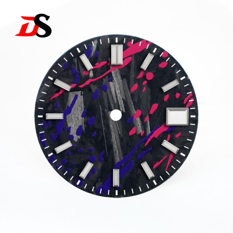 Colorful Graffiti Carbon Fiber Dial Color Ink Date Blue Lume