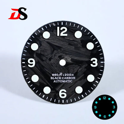 28.5mm Retro 369 Number Carbon fiber Dial Black Lume for NH35NH38 Movement No Date Dial