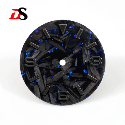 28.5mm Broken Carbon Dial 369 Black Lume Fit NH35 NH36 Movement