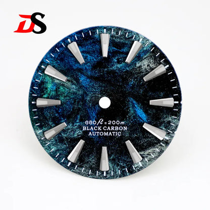 28.5mm Rich Color Lava Texture Carbon Fiber Dial BGW9 C3 Lume for NH35 Movement No date