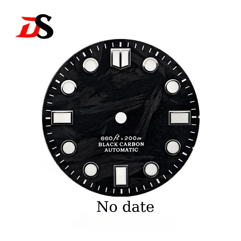 Black 28.5mm Carbon Fiber Dial No Date Series NH35 ETA2824 SW200 MIYOTA 9015 9039 Movement