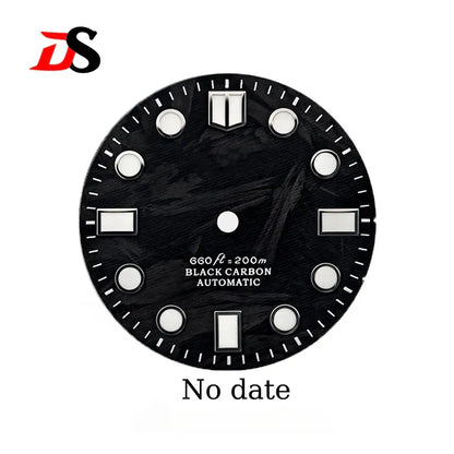 Black 28.5mm Carbon Fiber Dial No Date Series NH35 ETA2824 SW200 MIYOTA 9015 9039 Movement