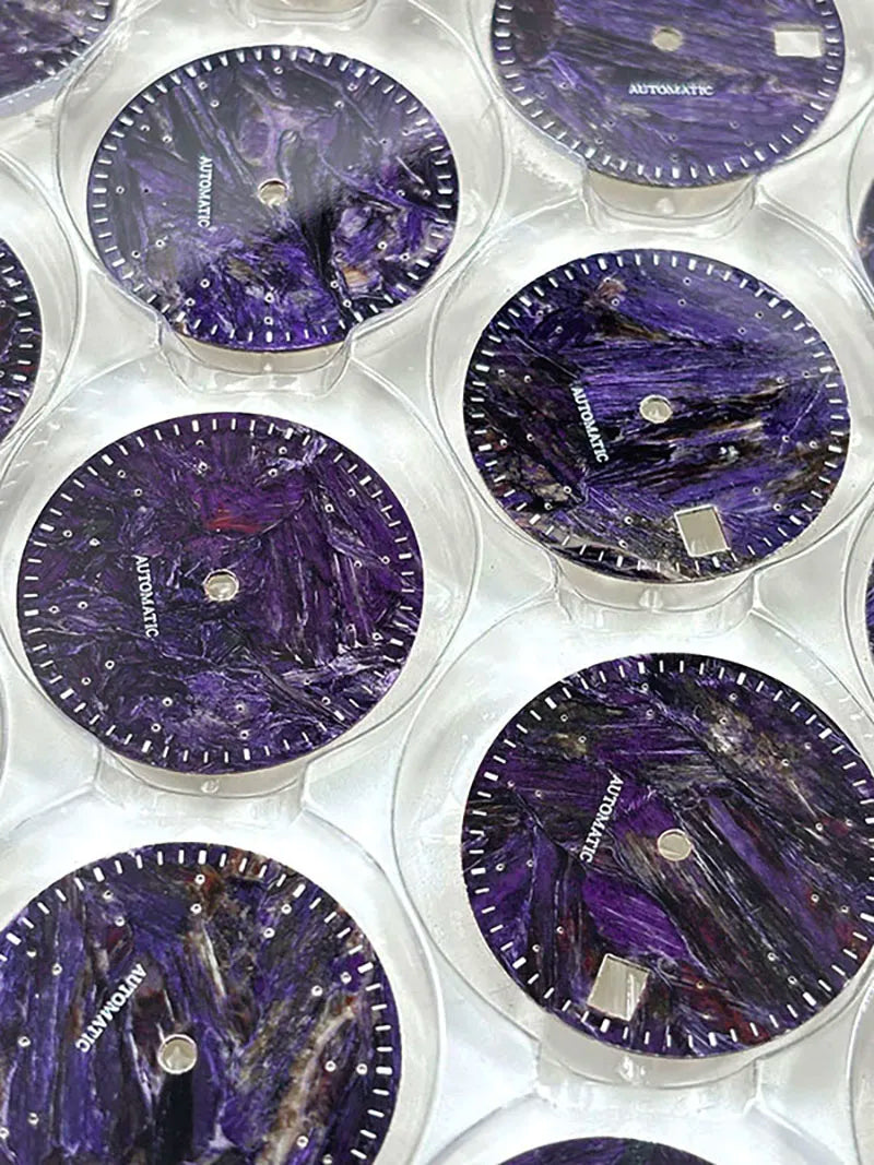 28.5mm Dial Purple Dragon Crystal Natural Purple Stone No Lume NH38 Movement 3 O'clock Date/No Date