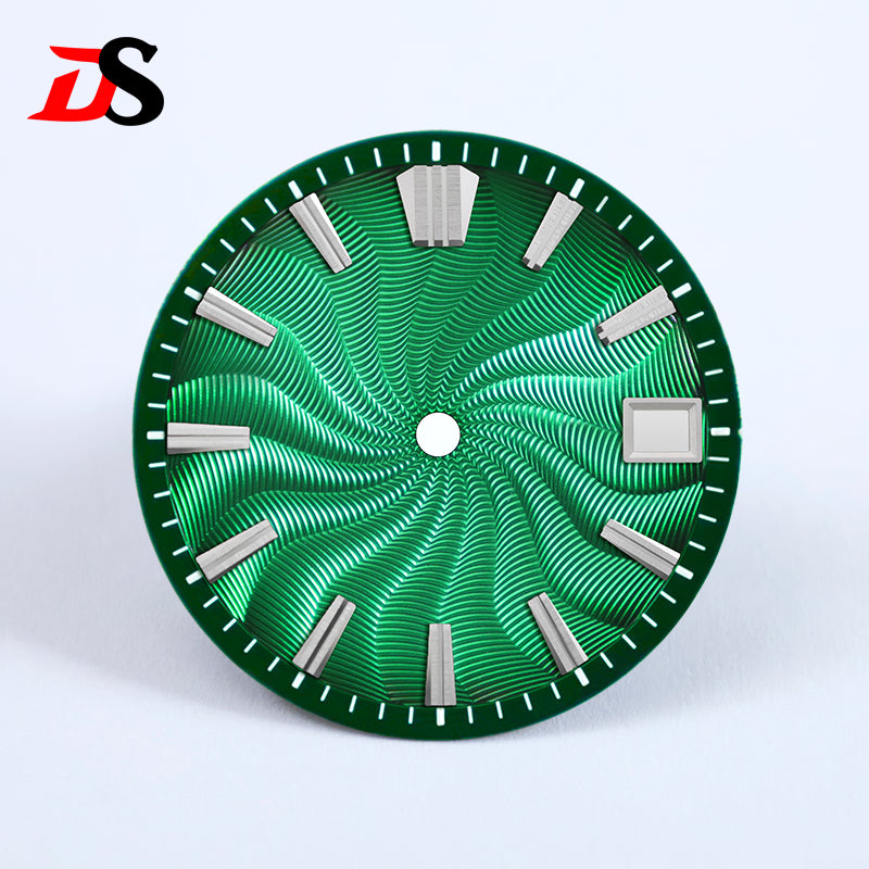 Guilloche 28.5mm  Dial GS MOD Silver Index No Lume Sterile NH35NH34NH38 Movement 3 O'clock /6O'clock /no Date