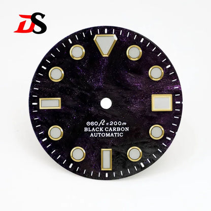 High Quality Rich Color Lava Carbon Fiber Dial Blue Lume 28.5MM Dial for NH35 Movement 3o'clock date