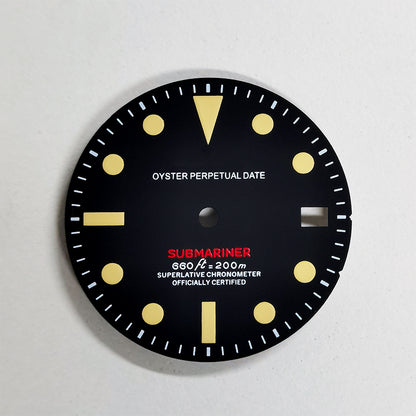 Vintage 28.5mm Matte Black Dial Beige Lume SKX007 for NH36