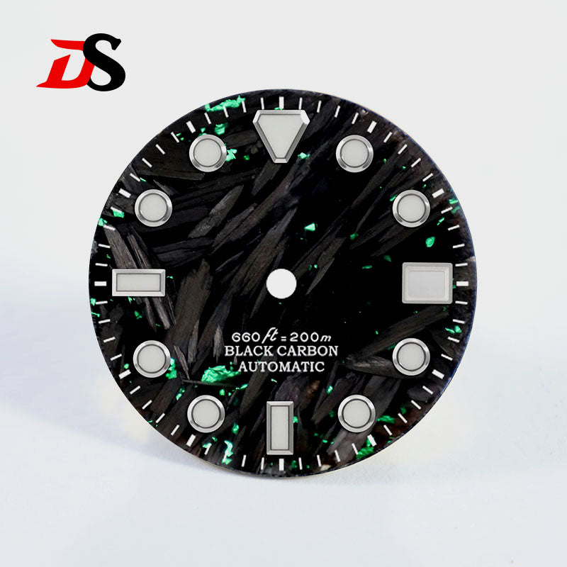 28.5mm New Carbon Fiber Dial Hypotenuse Index BGW9 C3 Lume Fit NH35 Movement