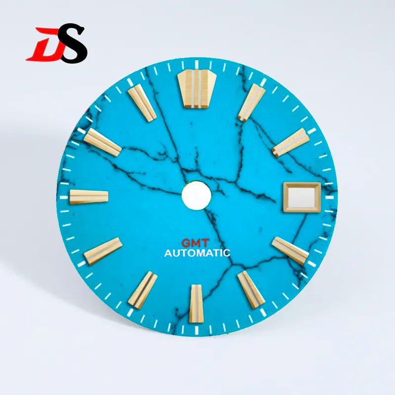 28.5mm Dial Natural Turquoise Dial NH34GMT Movement No Lume