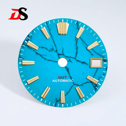 28.5mm Dial Natural Turquoise Dial NH34GMT Movement No Lume