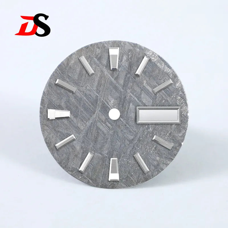 Natural 28.5mm Grey Meteorite Dial Day Date No Lume NH36 Movement No Tick Mark