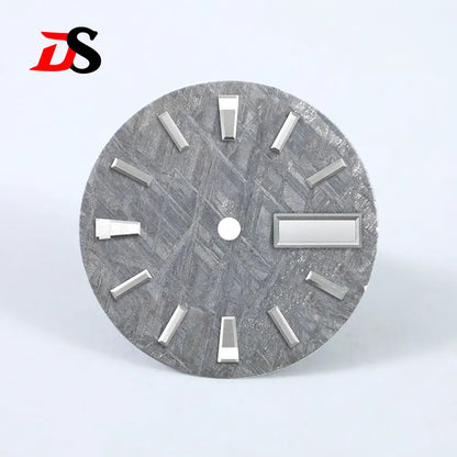 Natural 28.5mm Grey Meteorite Dial Day Date No Lume NH36 Movement No Tick Mark