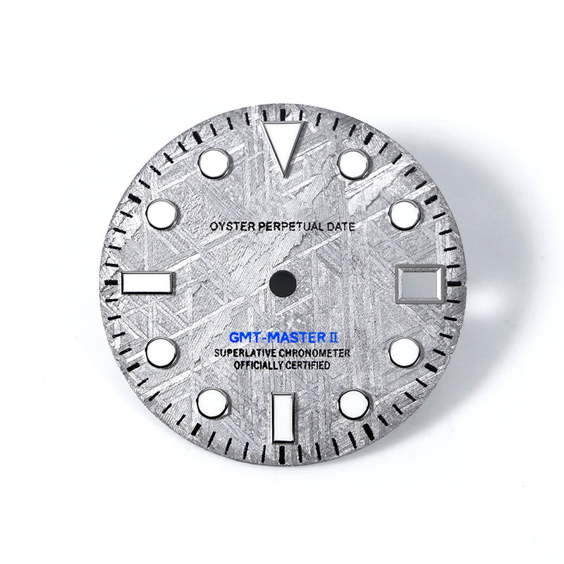 28.5mm Natural Gray GMT Meteorite Dial BGW9 C3 Lume NH34 Movement
