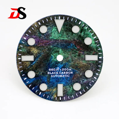 28.5mm dial No Date Rich Color Lava Dial YM Index Carbon Fiber Dial BGW9 C3 Lume for NH35 Movement