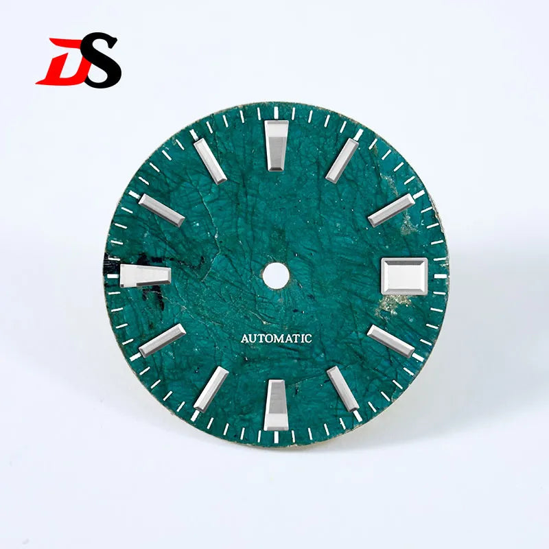 No Date 28.5mm Green Labradorite High Quality No Lume NH38 Movement Stone Dial Blue Lume