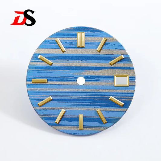 Blue Color Craft Texture Dial 28.5mm Ice Crystal Titanium No Lume for NH36 NH35 Movement