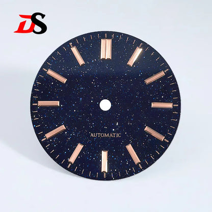 28.5mm Blue Starry Sky Dial for NH35 Movement Blue Sand Stone No Lume
