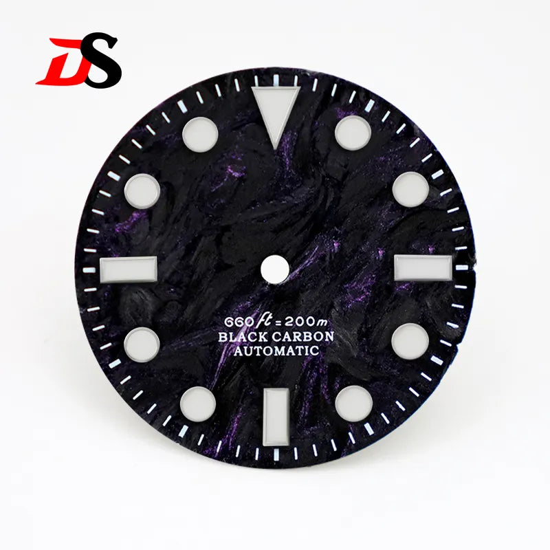 28.5mm dial No Date Rich Color Lava Dial YM Index Carbon Fiber Dial BGW9 C3 Lume for NH35 Movement
