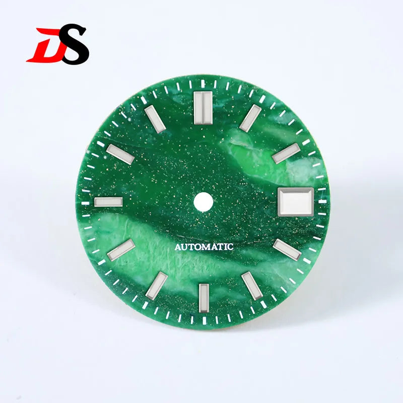 African Jade 28.5mm Dial No Lume NH38 Movement NO Date Blue Lume Stone Dial