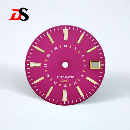 Sunburst 24-hour GMT Sun Pattern blue luminous Dial NH34 Movement 28.5mm